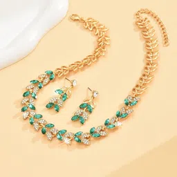 Shining Diva Fashion Gold-Plated Crystal Stone Studded Jewellery Set image 4