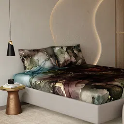 Stoa Paris Brown & Green 300 TC King Fitted Sheet with 2 Pillow Covers image 2