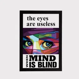 eCraftIndia White & Blue "The Eyes Are Useless When Mind Is Blind" Quotes Matt Texture UV Art Painting image 4