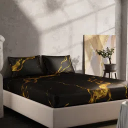 Stoa Paris Black & Purple 300 TC King Fitted Sheet with 2 Pillow Covers image 4