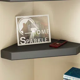 Home Sparkle Set of 2 Corner Wall Shelves Engineered Wood Floating Corner Storage Shelves image 4