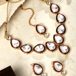 ASMITTA JEWELLERY Set Of 2 Gold -Plated Stone-Studded Jewellery Set image 2