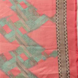 Rajnandini Peach-Coloured & Blue Poly Crepe Unstitched Dress Material image 4