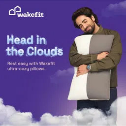 wakefit Set Of 4 White & Grey 300 GSM Hollow Fibre Sleep Pillows image 4