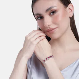 Estele Women Rhodium-Plated Brass Cubic Zirconia Link Bracelet-picture-17