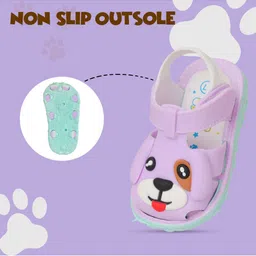 Yellow Bee Infant Girls Puppy Comfort Sandals With Velcro Closure image 5