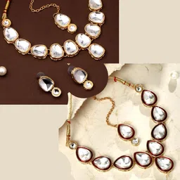 ASMITTA JEWELLERY Set Of 2 Gold -Plated Stone-Studded Jewellery Set image 5