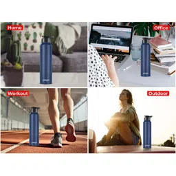 Pexpo Navy Blue & White Single Wall Vacuum Sipper Water Bottle 1 L image 3