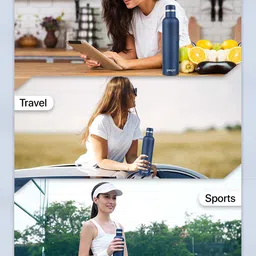 Pexpo Navy Blue Stainless Steel Flask Water Bottle 750 ml image 4