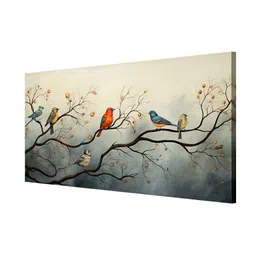 999Store Grey & Red Birds and Animals Canvas Painting Wall Art image 3