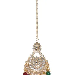 Peora White Multicolored Gold-Plated Studded Traditional Drop Jewellery Set image 5
