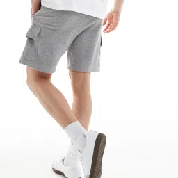 asos design Men Heathered Cargo Shorts with Flap Pockets image 2