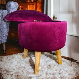 Shadowkart Pink Wooden Pouffes Sitting Mudda Ottomans-picture-13
