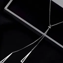 Jewels Galaxy Silver-plated Stainless Steel Geometric Tassel Pull-out Pendant With Chain image 5