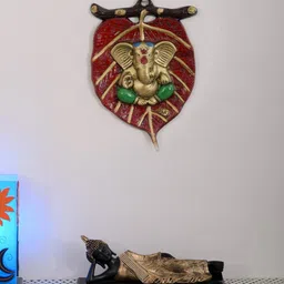 ecraftindia Lord Ganesha Red Metal Idol image 1