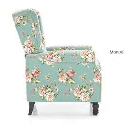urban ladder Ellis One Seater Pushback Recliner in Dusty Teal Floral image 3