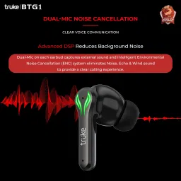 truke BTG 1 E211 TWS Earbuds with Dual Noise Cancellation (IPX4 Sweat & Water Resistant, 48 Hours Playback, Black) image 4