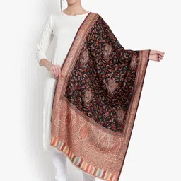 Mizash Women Black & Beige Woven-Design Kashmiri Soft & Warm Shawl-picture-30