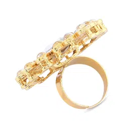 Zaveri Pearls Set of 3 Gold-Plated White & Green Stone Studded Adjustable Finger Rings image 2