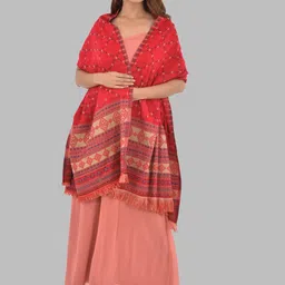 BAISA Geometric Woven Design Fringed Border Acrylic Shawl-picture-20