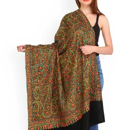 Exotic India Women Paisley Embroidered Pashmina Shawl-image-22