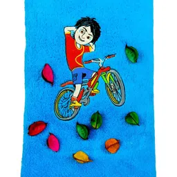 TurtleLittle Blue & Red Printed 500 GSM Bath Towel-picture-38