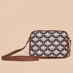 ZOUK Black Floral Printed Structured Sling Bag-picture-37