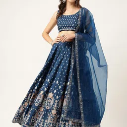 KALINI Ethnic Motifs Printed Sequinned Ready to Wear Lehenga & Blouse With Dupatta-picture-30