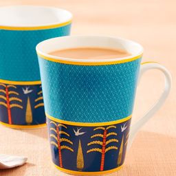 Home Centre Corsica Blue & Yellow Floral Printed Glossy Mug 340ml-picture-36