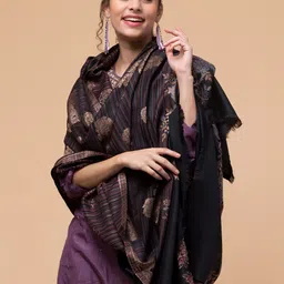 Tweedle Floral Woven Design Woollen Shawl-image-32