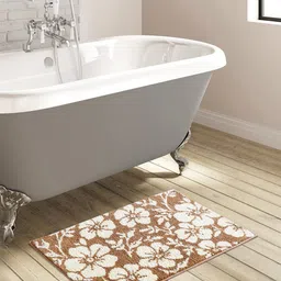 OBSESSIONS Camel Brown & White Floral 1800 GSM Bath Rug-picture-27