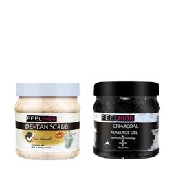 FEELHIGH Face & Body De tan Tan Removal Scrub & Charcoal massage Gel-picture-21