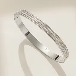 Designs & You American Diamond Silver-Plated Bangle-Style Bracelet-picture-17