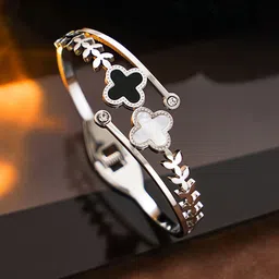 Jewels Galaxy Women Silver-Plated Stainless Steel Bangle-Style Bracelet-picture-33