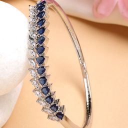 ZENEME Women Brass Cubic Zirconia Rhodium-Plated Kada Bracelet-picture-46