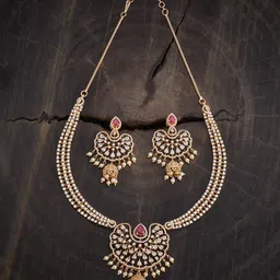 Kushal's Fashion Jewellery Gold-Plated Cubic Zirconia & Ruby Studded Jewellery Set-picture-12
