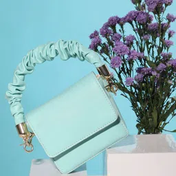 HAUTE SAUCE by Campus Sutra Blue PU Structured Satchel-picture-10
