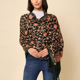 HERE&NOW Women Green Embroidered Shawl-picture-40