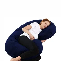 Mom's Moon Navy Blue Fibre Filled Faux Velvet Lightweight Maternity Pillow-picture-23