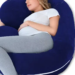 Mom's Moon Navy Blue Faux Velvet Lightweight Maternity C Shaped Pillow-picture-18