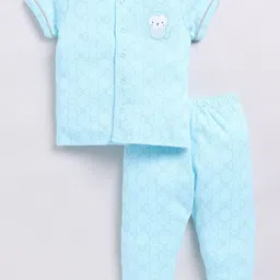 BABY GO Girls Graphic Printed Lapel Collar Pure Cotton Shirt with Pyjamas-image-43