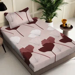 KLOTTHE Pink Floral Printed 300 TC Single Bedsheet Set 2.25 m x 1.5 m-image-58