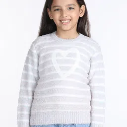 Wingsfield Girls Striped Self Design Embellished Detail Acrylic Pullover-image-39