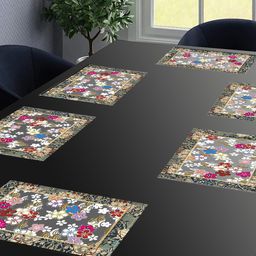 Dakshya Industries Blossom Off White & Pink 6 Pieces Printed Anti-Oil Table Placemats-picture-44
