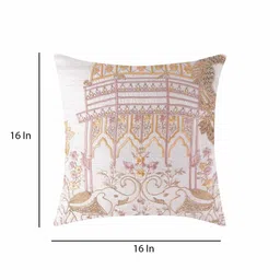 khaabka Off White Floral Silk Fabric 16 x 16 Inches Embroidered Cushion Covers (Set of 2) image 3