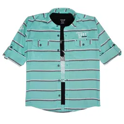 CAVIO Boys Comfort Fit Horizontal Striped Pure Cotton Casual Shirt With T-Shirt-image-99
