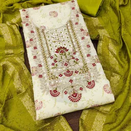 Ishin Floral Woven Design Pure Cotton Unstitched Dress Material-picture-17