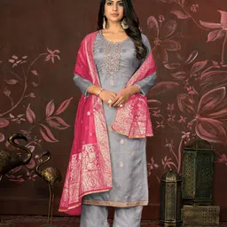 MANVAA Embellished Organza Unstitched Dress Material-picture-38