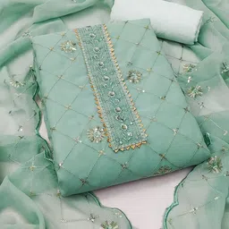 MANVAA Embellished Sequinned Silk Georgette Unstitched Dress Material-image-32