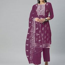 MANVAA Floral Embroidered Organza Unstitched Dress Material-picture-5